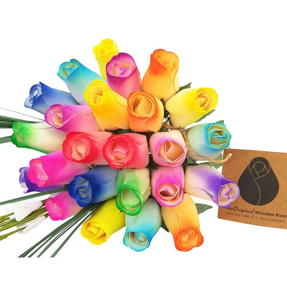 2 Dozen Spring Easter Wooden Rose Bouquet The Original Wooden Rose